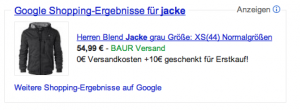 Adwords Produktanziege